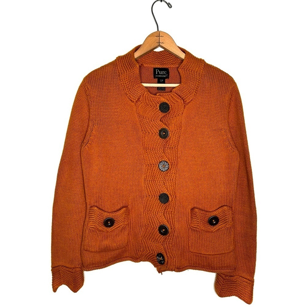Pure Handknit | Mustard Yellow Button Down Cardigan Sweater Size S/M